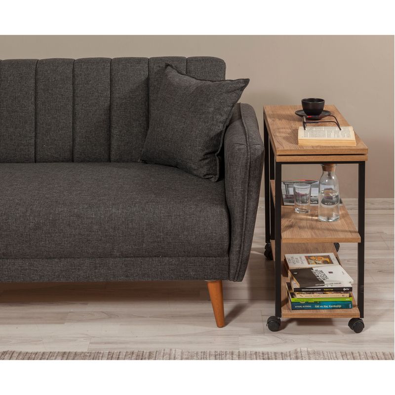 Casa si Gradina - Mobilier - Mese si birouri - Mese living - Masa laterala, Hanah Home, pal melaminat, pin atlantic negru, 70x76x63 cm - Infinity.ro