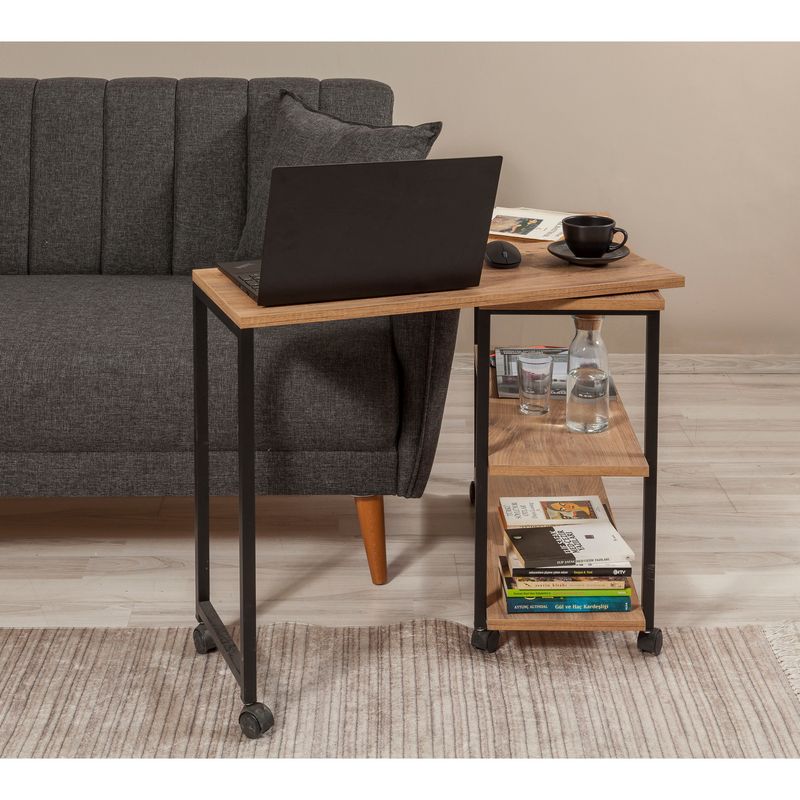 Casa si Gradina - Mobilier - Mese si birouri - Mese living - Masa laterala, Hanah Home, pal melaminat, pin atlantic negru, 70x76x63 cm - Infinity.ro