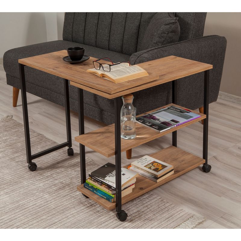 Casa si Gradina - Mobilier - Mese si birouri - Mese living - Masa laterala, Hanah Home, pal melaminat, pin atlantic negru, 70x76x63 cm - Infinity.ro