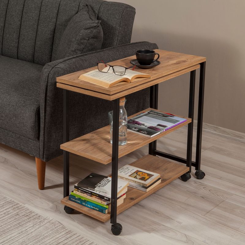 Casa si Gradina - Mobilier - Mese si birouri - Mese living - Masa laterala, Hanah Home, pal melaminat, pin atlantic negru, 70x76x63 cm - Infinity.ro