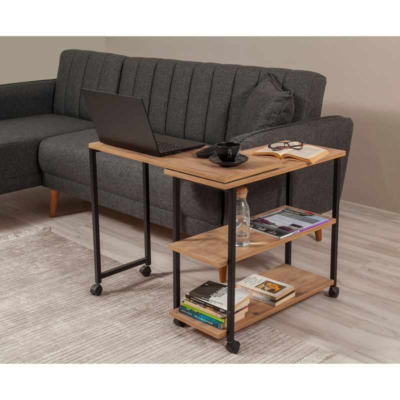 Casa si Gradina - Mobilier - Mese si birouri - Mese living - Masa laterala, Hanah Home, pal melaminat, pin atlantic negru, 70x76x63 cm - Infinity.ro