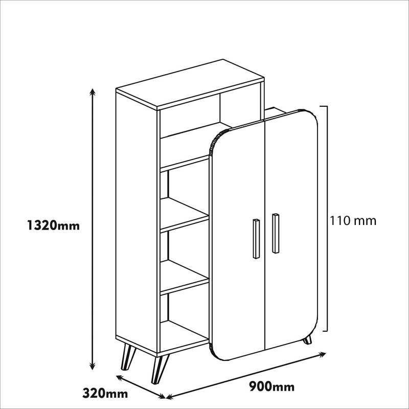 Casa si Gradina - Mobilier - Biblioteci si rafturi - Biblioteci - Biblioteca, Hanah Home, panou de particule acoperit cu melamina, nuc si galben, 90x32x132 cm - Infinity.ro