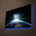 Casa si Gradina - Electrice - Tablouri electrice si accesorii - Tablou canvas cu led, Wallxpert, panza piele de caprioara, multicolor, 45x70 cm, rama lemn, 254LED4360 - Infinity.ro