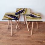 Casa si Gradina - Mobilier - Mese si birouri - Masute de cafea - Set masute de cafea, Hanah Home, mdf, albastru marin auriu alb, 35x35x52 cm - Infinity.ro