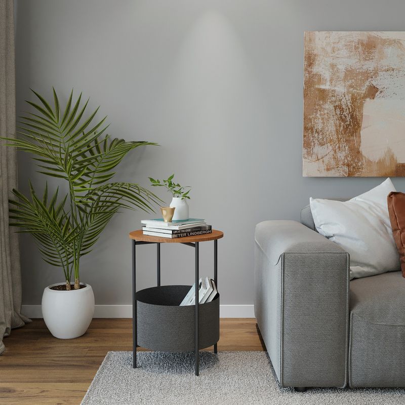 Casa si Gradina - Mobilier - Comode si corpuri - Noptiere - Noptiera, Hanah Home, pal melaminat, nuc si negru, 43x43x60 cm - Infinity.ro