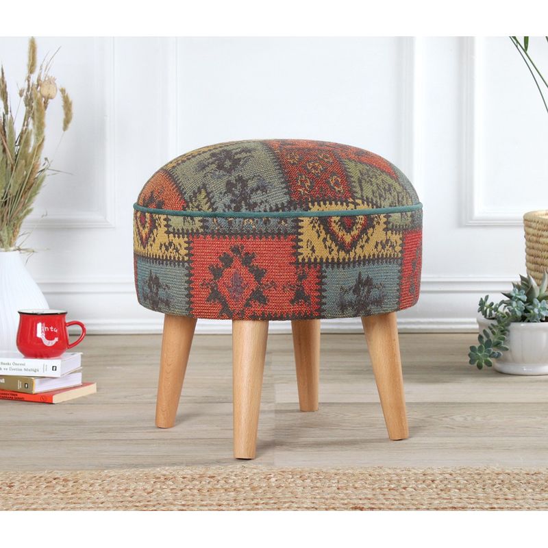 Casa si Gradina - Mobilier - Scaune si fotolii - Tabureti - Taburet, Atelier Del Sofa, bumbac si in, verde, 45x45x45 cm, 209FLF1423 - Infinity.ro