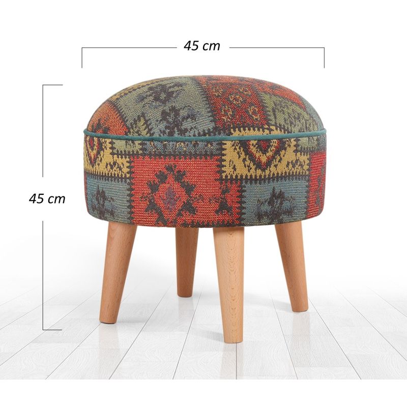 Casa si Gradina - Mobilier - Scaune si fotolii - Tabureti - Taburet, Atelier Del Sofa, bumbac si in, verde, 45x45x45 cm, 209FLF1423 - Infinity.ro