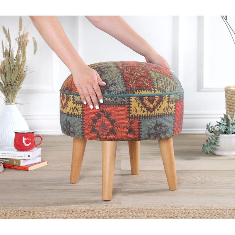 Casa si Gradina - Mobilier - Scaune si fotolii - Tabureti - Taburet, Atelier Del Sofa, bumbac si in, verde, 45x45x45 cm, 209FLF1423 - Infinity.ro