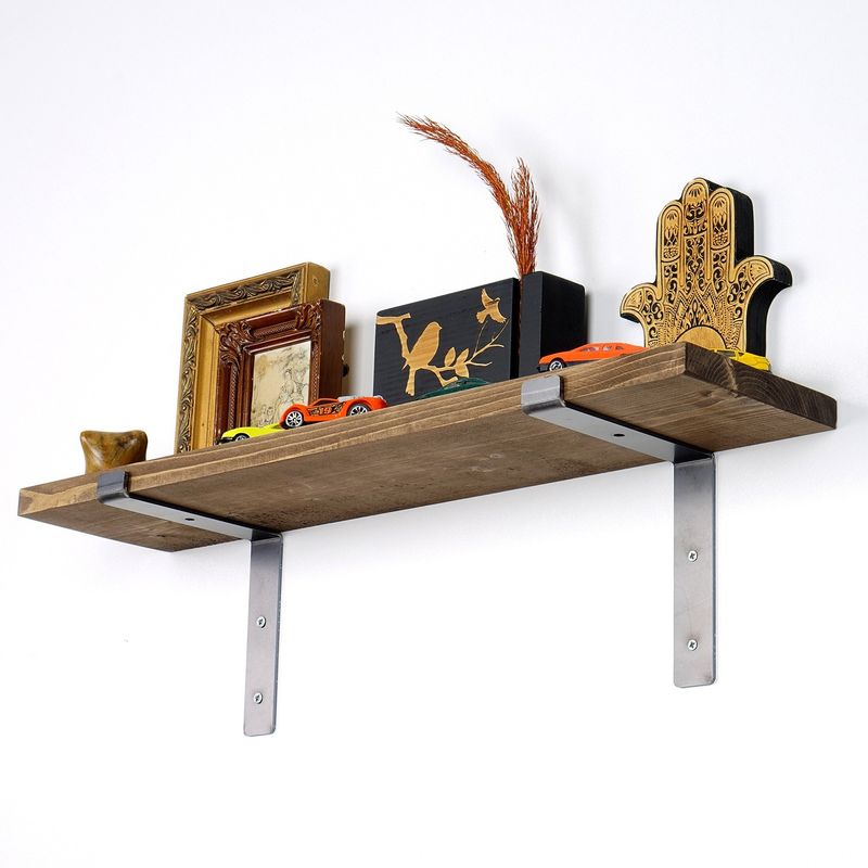 Casa si Gradina - Mobilier - Biblioteci si rafturi - Rafturi - Raft de perete, Hanah Home, lemn molid, negru si nuc, 60x16x14 cm - Infinity.ro