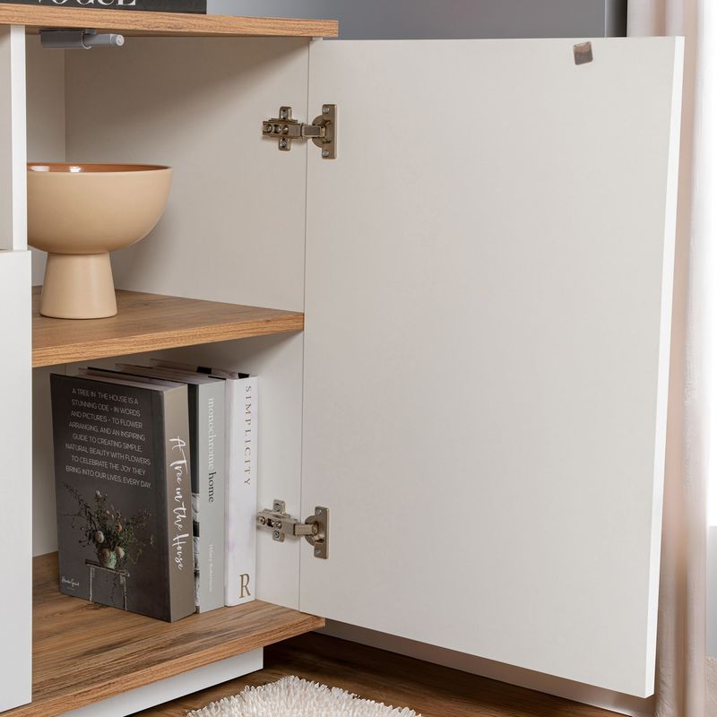 Casa si Gradina - Mobilier - Comode si corpuri - Console - Consola, Hanah Home, pal melaminat, alb, pin atlantic, 180x44.5x75 cm - Infinity.ro
