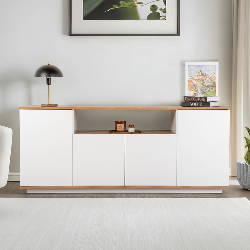 Casa si Gradina - Mobilier - Comode si corpuri - Console - Consola, Hanah Home, pal melaminat, alb, pin atlantic, 180x44.5x75 cm - Infinity.ro