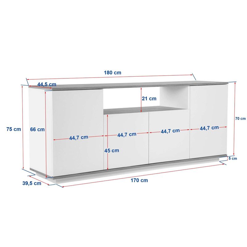 Casa si Gradina - Mobilier - Comode si corpuri - Console - Consola, Hanah Home, pal melaminat, alb, pin atlantic, 180x44.5x75 cm - Infinity.ro