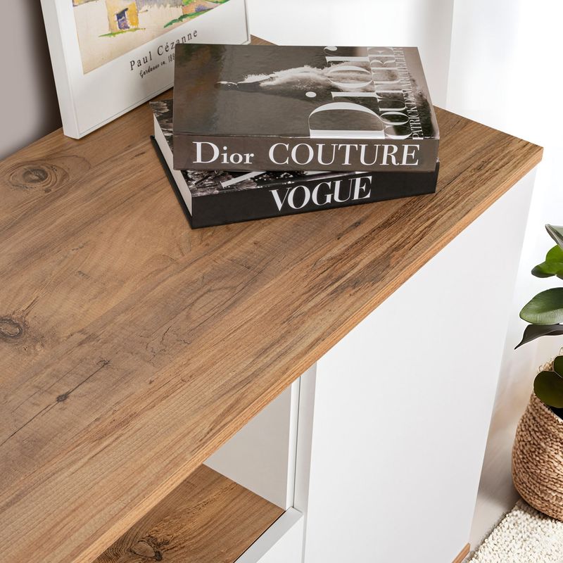 Casa si Gradina - Mobilier - Comode si corpuri - Console - Consola, Hanah Home, pal melaminat, alb, pin atlantic, 180x44.5x75 cm - Infinity.ro
