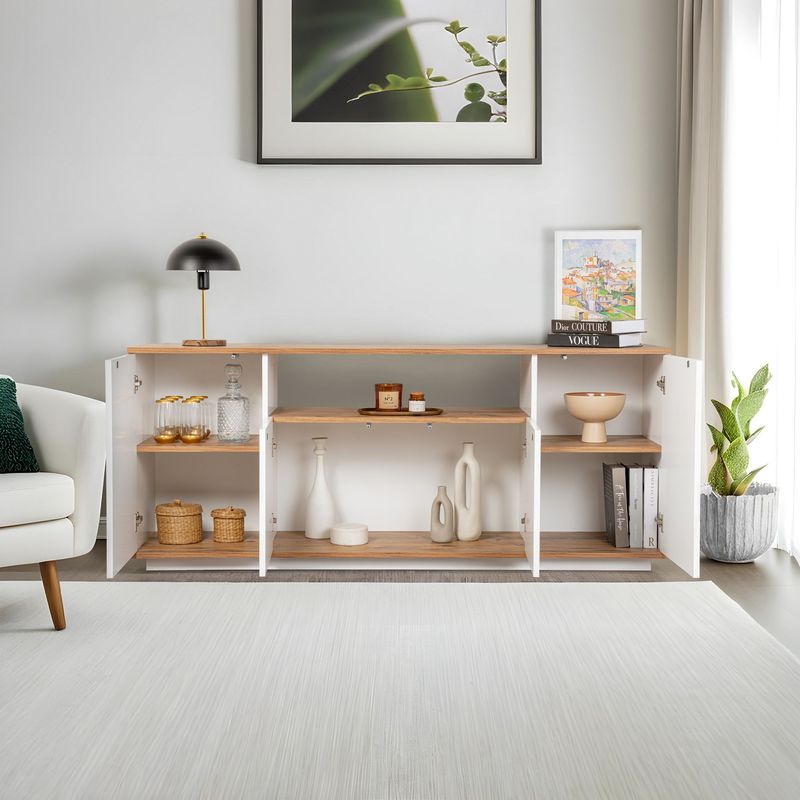 Casa si Gradina - Mobilier - Comode si corpuri - Console - Consola, Hanah Home, pal melaminat, alb, pin atlantic, 180x44.5x75 cm - Infinity.ro