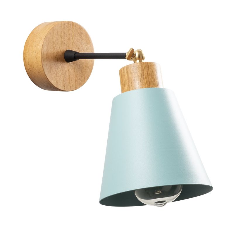 Casa si Gradina - Corpuri si surse de iluminat - Plafoniere, aplice si spoturi - Aplica de perete, Opviq, metal si lemn, turcoaz, diametru 14 cm, inaltime 25 cm - Infinity.ro