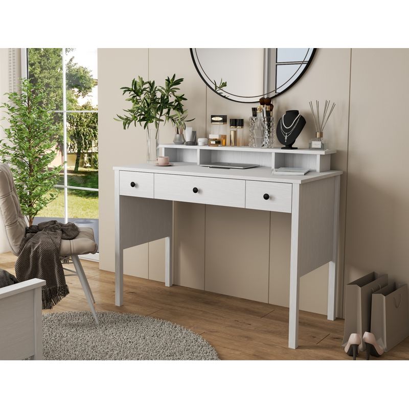 Casa si Gradina - Mobilier - Comode si corpuri - Masute de toaleta - Masa de machiaj, Hanah Home, pal melaminat, lemn si alb, 120x59x97.8 cm - Infinity.ro