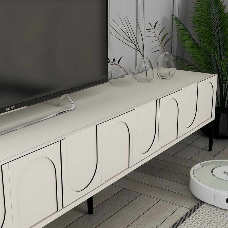 Casa si Gradina - Mobilier - Comode si corpuri - Comode - Comoda tv, Hanah Home, pal melaminat, crem si negru, 180x42x35 cm - Infinity.ro