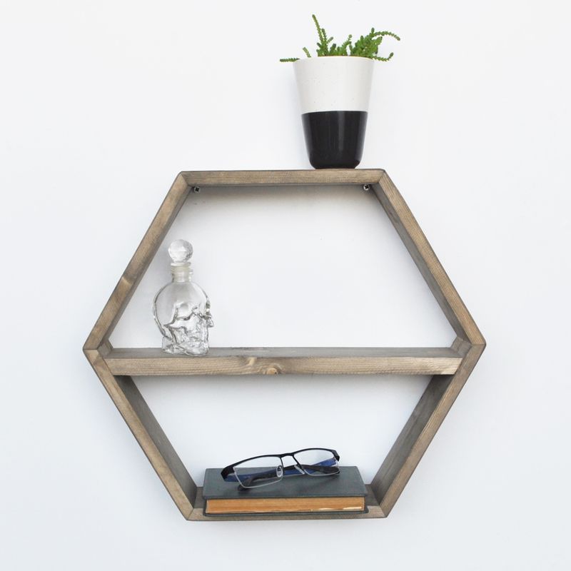 Casa si Gradina - Mobilier - Biblioteci si rafturi - Rafturi - Raft de perete, Hanah Home, lemn de molid, nuc, 42x37x9 cm - Infinity.ro