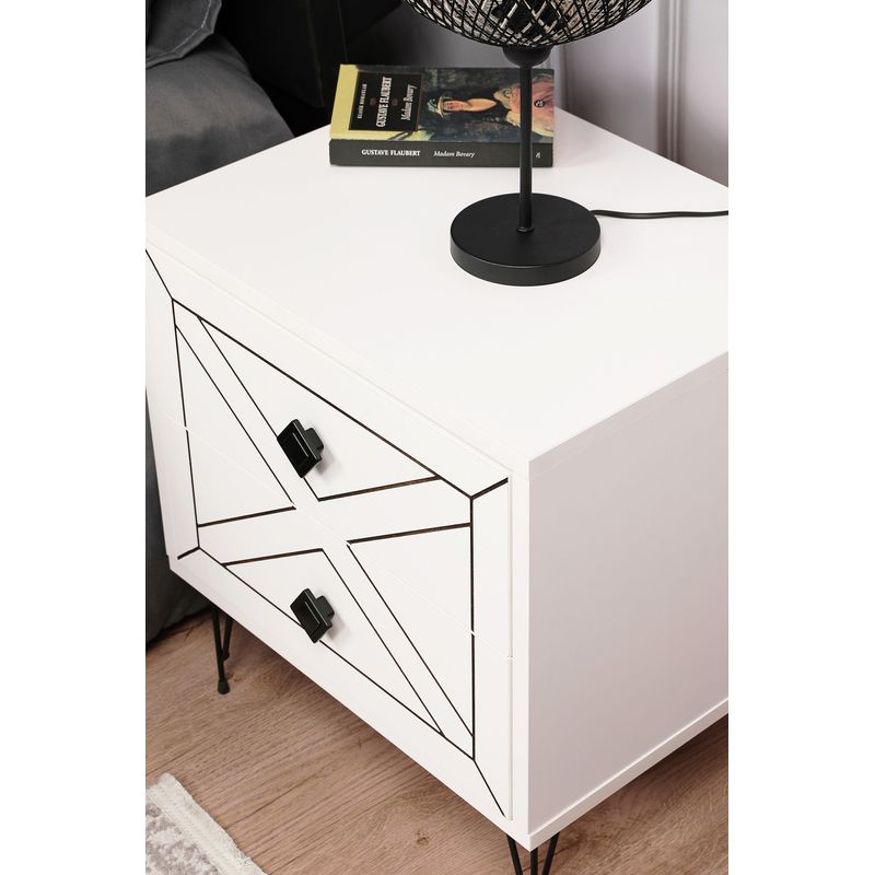 Casa si Gradina - Mobilier - Comode si corpuri - Noptiere - Noptiera, Hanah Home, pal melaminat, alb, 50x40x55 cm, 854KLN3313 - Infinity.ro