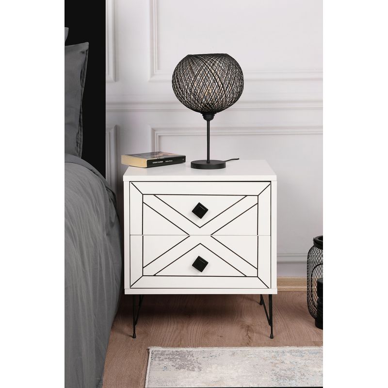 Casa si Gradina - Mobilier - Comode si corpuri - Noptiere - Noptiera, Hanah Home, pal melaminat, alb, 50x40x55 cm, 854KLN3313 - Infinity.ro