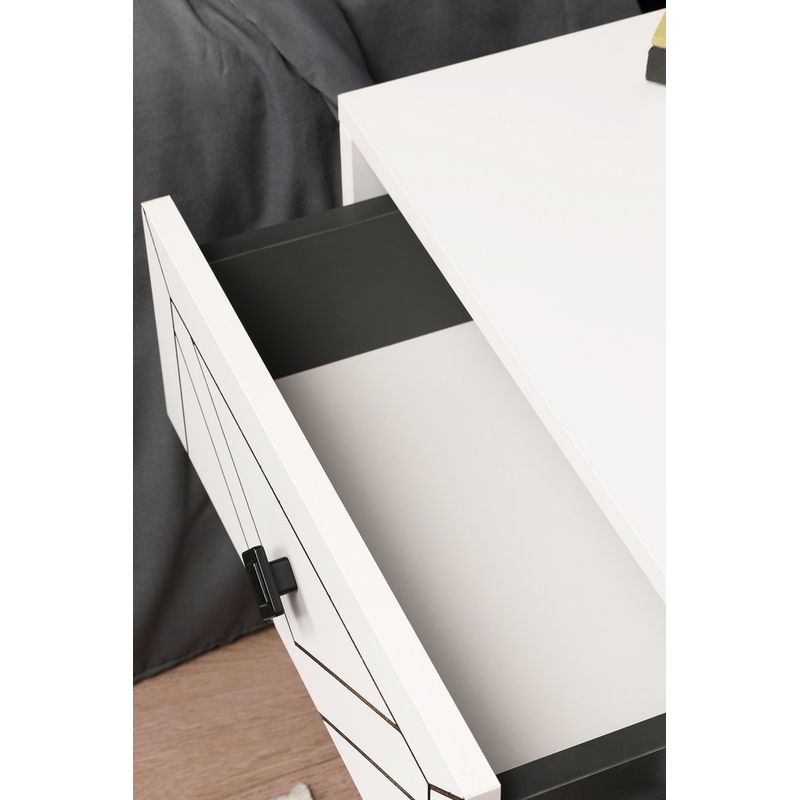 Casa si Gradina - Mobilier - Comode si corpuri - Noptiere - Noptiera, Hanah Home, pal melaminat, alb, 50x40x55 cm, 854KLN3313 - Infinity.ro