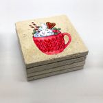 Casa si Gradina - Bucatarie si vesela - Accesorii bar - Suporturi bauturi - Suport pahare, Hermia, piatra naturala, multicolor, 10x10x1 cm, set 4 bucati, 366TYR1214 - Infinity.ro