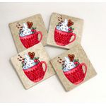 Casa si Gradina - Bucatarie si vesela - Accesorii bar - Suporturi bauturi - Suport pahare, Hermia, piatra naturala, multicolor, 10x10x1 cm, set 4 bucati, 366TYR1214 - Infinity.ro