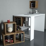 Casa si Gradina - Mobilier - Mese si birouri - Birouri - Birou, Hanah Home, pal melaminat, alb si nuc, 120x65x75 cm - Infinity.ro