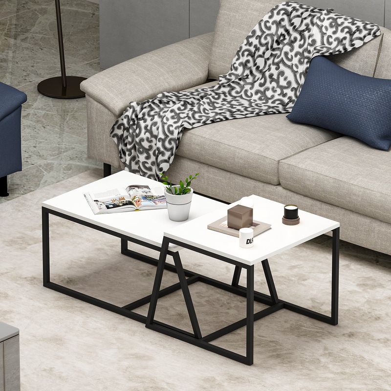 Casa si Gradina - Mobilier - Mese si birouri - Masute de cafea - Masuta de cafea, Hanah Home, pal melaminat, alb, 75x38x50 cm - Infinity.ro