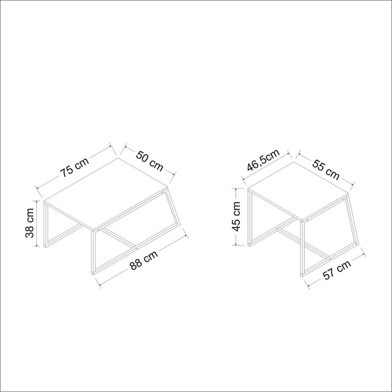 Casa si Gradina - Mobilier - Mese si birouri - Masute de cafea - Masuta de cafea, Hanah Home, pal melaminat, alb, 75x38x50 cm - Infinity.ro