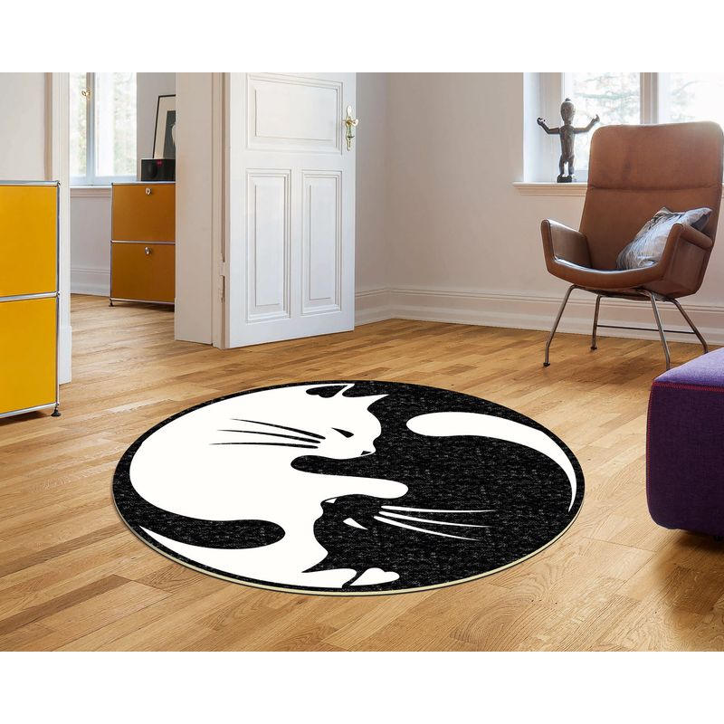 Casa si Gradina - Textile si covoare - Covoare - Covoare casa - Covor, Conceptum Hypnose, negru si alb, 160x160 cm, 100% poliester, antiderapant - Infinity.ro