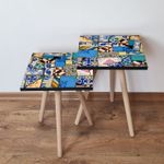 Casa si Gradina - Mobilier - Mese si birouri - Masute de cafea - Set masute de cafea, Hanah Home, mdf, multicolor, 35x35x47 cm, picioare lemn fag, 481LNA2481 - Infinity.ro