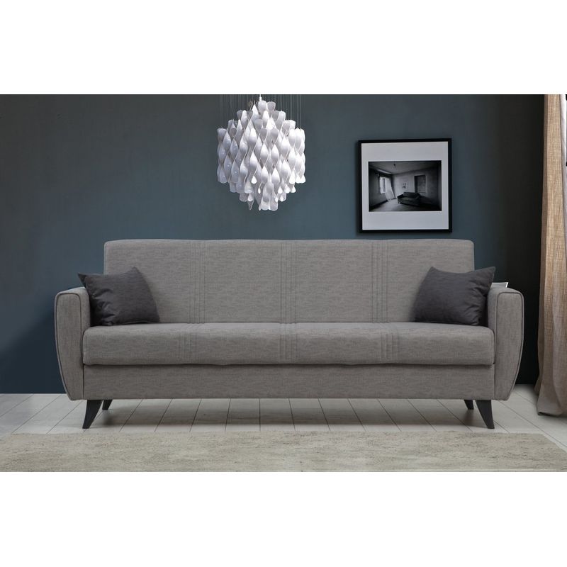 Casa si Gradina - Mobilier - Canapele si coltare - Canapele - Canapea extensibila 3 locuri, Atelier Del Sofa, cadru metal lemn, gri deschis, 207x86x77 cm - Infinity.ro
