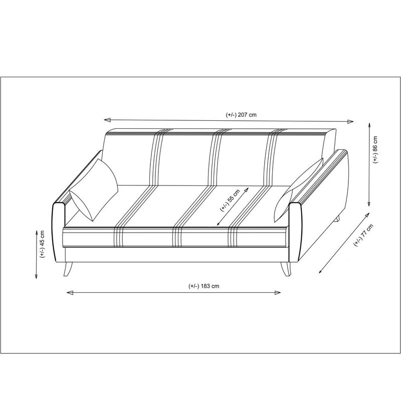Casa si Gradina - Mobilier - Canapele si coltare - Canapele - Canapea extensibila 3 locuri, Atelier Del Sofa, cadru metal lemn, gri deschis, 207x86x77 cm - Infinity.ro