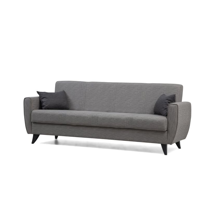 Casa si Gradina - Mobilier - Canapele si coltare - Canapele - Canapea extensibila 3 locuri, Atelier Del Sofa, cadru metal lemn, gri deschis, 207x86x77 cm - Infinity.ro