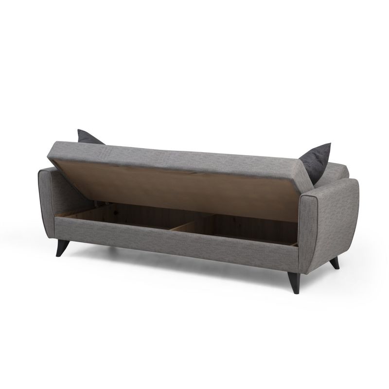 Casa si Gradina - Mobilier - Canapele si coltare - Canapele - Canapea extensibila 3 locuri, Atelier Del Sofa, cadru metal lemn, gri deschis, 207x86x77 cm - Infinity.ro