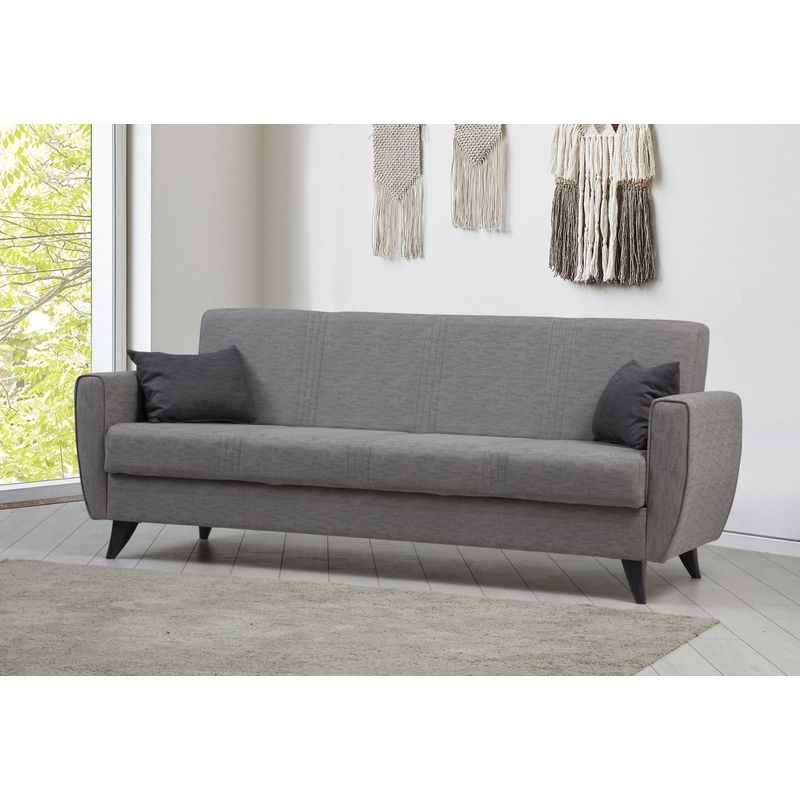 Casa si Gradina - Mobilier - Canapele si coltare - Canapele - Canapea extensibila 3 locuri, Atelier Del Sofa, cadru metal lemn, gri deschis, 207x86x77 cm - Infinity.ro