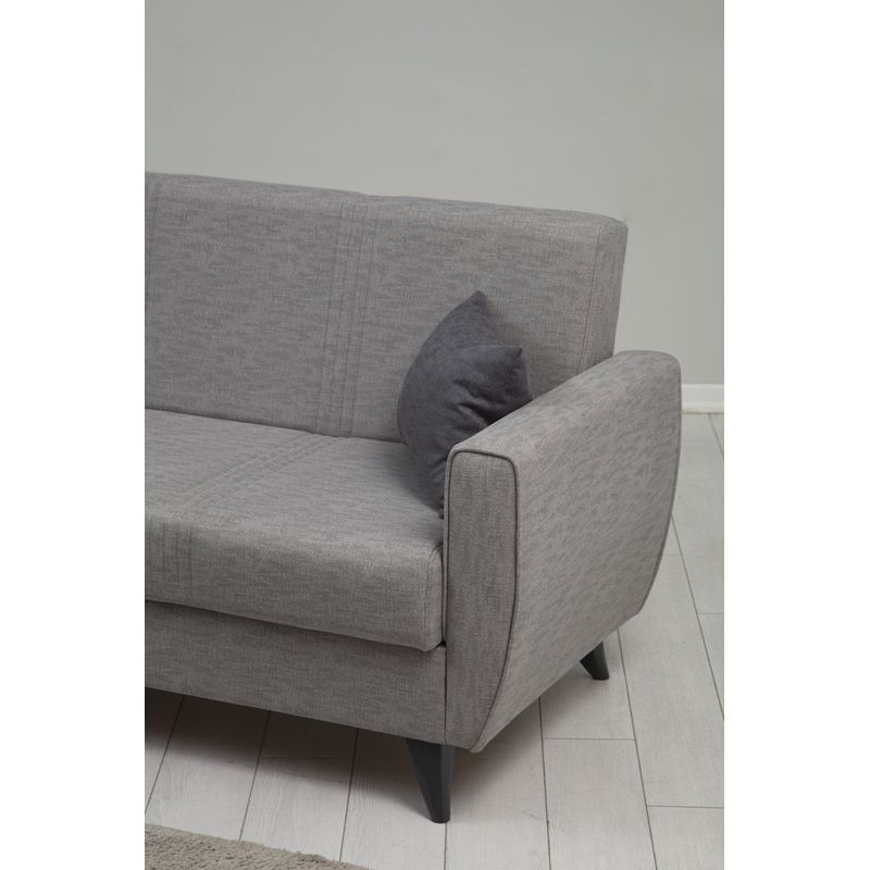 Casa si Gradina - Mobilier - Canapele si coltare - Canapele - Canapea extensibila 3 locuri, Atelier Del Sofa, cadru metal lemn, gri deschis, 207x86x77 cm - Infinity.ro