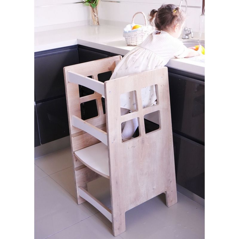 Casa si Gradina - Mobilier - Mobilier copii - Mobilier camera copiilor - Turn educational, Hanah Home, mdf, maro si alb, 90x41x40 cm - Infinity.ro