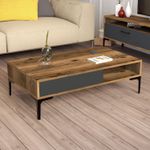 Casa si Gradina - Mobilier - Mese si birouri - Masute de cafea - Masa de cafea, Hanah Home, panou de particule melaminat, nuc si antracit, 105x60x32.6 cm - Infinity.ro