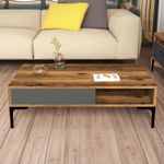 Casa si Gradina - Mobilier - Mese si birouri - Masute de cafea - Masa de cafea, Hanah Home, panou de particule melaminat, nuc si antracit, 105x60x32.6 cm - Infinity.ro