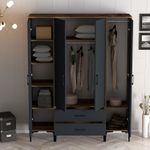 Casa si Gradina - Mobilier - Dulapuri si sifoniere - Sifoniere - Sifonier, Hanah Home, pal melaminat, nuc si antracit, 160x47.5x201.4 cm, 845HCT5479 - Infinity.ro