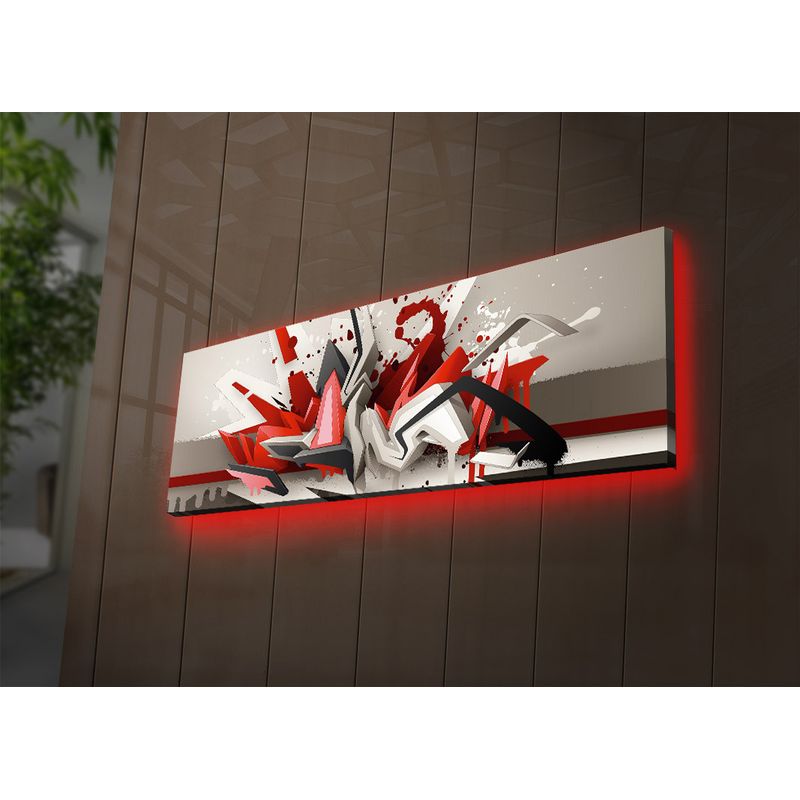 Casa si Gradina - Electrice - Tablouri electrice si accesorii - Tablou decorativ cu led, Wallxpert, panza piele de caprioara, multicolor, 30x90 cm, 254LED3249 - Infinity.ro