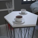 Casa si Gradina - Mobilier - Mese si birouri - Masute de cafea - Masa laterala, Hanah Home, panou aglomerat cu melamina, alb şi negru, 40x35x62 cm - Infinity.ro