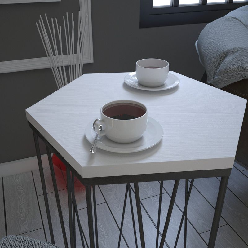Casa si Gradina - Mobilier - Mese si birouri - Masute de cafea - Masa laterala, Hanah Home, panou aglomerat cu melamina, alb şi negru, 40x35x62 cm - Infinity.ro