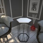 Casa si Gradina - Mobilier - Mese si birouri - Masute de cafea - Masa laterala, Hanah Home, panou aglomerat cu melamina, alb şi negru, 40x35x62 cm - Infinity.ro