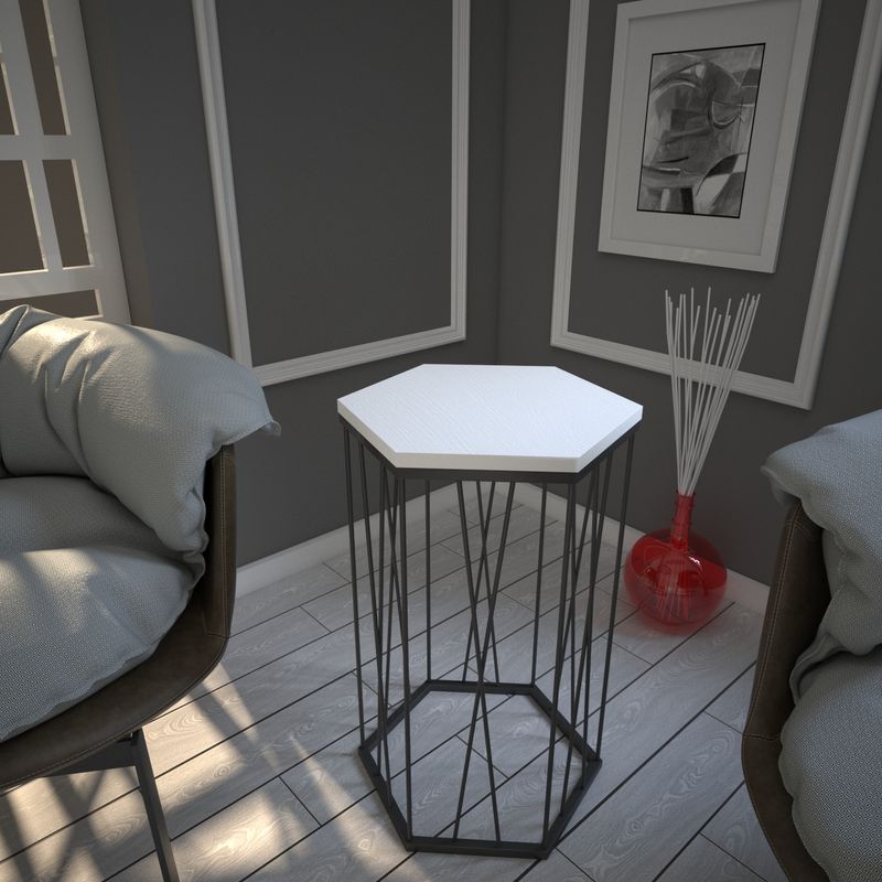 Casa si Gradina - Mobilier - Mese si birouri - Masute de cafea - Masa laterala, Hanah Home, panou aglomerat cu melamina, alb şi negru, 40x35x62 cm - Infinity.ro