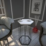 Casa si Gradina - Mobilier - Mese si birouri - Masute de cafea - Masa laterala, Hanah Home, panou aglomerat cu melamina, alb şi negru, 40x35x62 cm - Infinity.ro