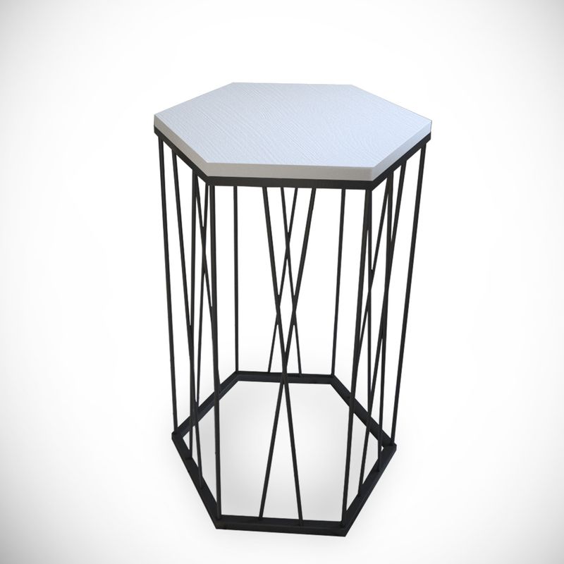 Casa si Gradina - Mobilier - Mese si birouri - Masute de cafea - Masa laterala, Hanah Home, panou aglomerat cu melamina, alb şi negru, 40x35x62 cm - Infinity.ro