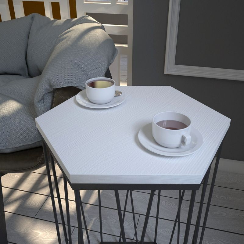 Casa si Gradina - Mobilier - Mese si birouri - Masute de cafea - Masa laterala, Hanah Home, panou aglomerat cu melamina, alb şi negru, 40x35x62 cm - Infinity.ro